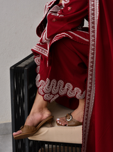 Load image into Gallery viewer, ZAIB | LUXURY KARANDI | DORI DEEP RED