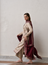 Load image into Gallery viewer, ZAIB | LUXURY KARANDI | BEIGE & BURGUNDY