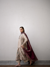 Load image into Gallery viewer, ZAIB | LUXURY KARANDI | BEIGE & BURGUNDY