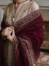Load image into Gallery viewer, ZAIB | LUXURY KARANDI | BEIGE & BURGUNDY