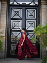 Load image into Gallery viewer, ZAIB | LUXURY KARANDI | BURGUNDY