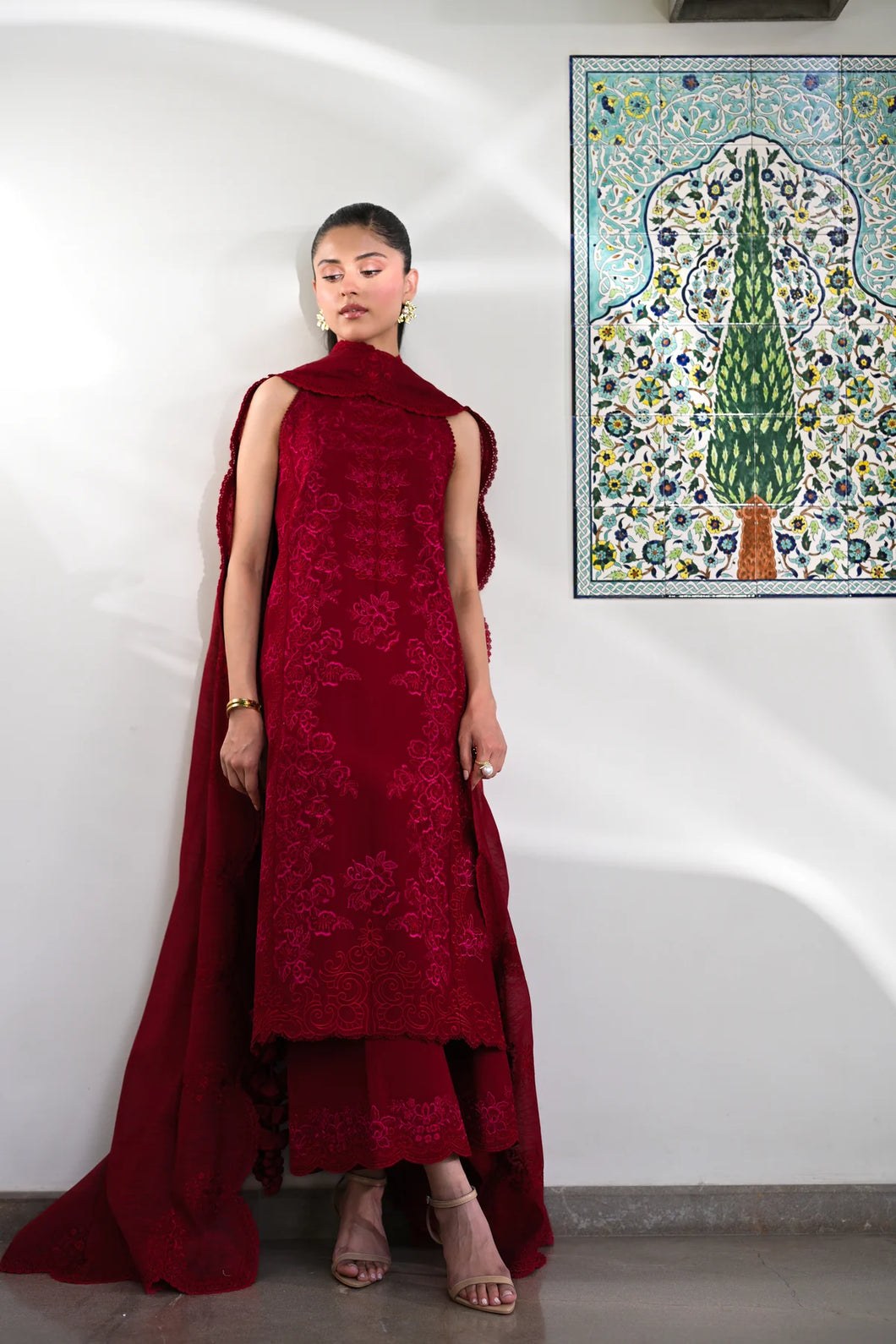 ZAIB | LUXURY LAWN | CRIMSON RED