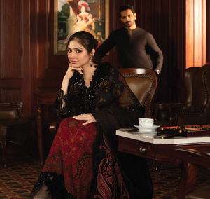 MARIA B  |  LINEN 24 | 04 BLACK & MAROON