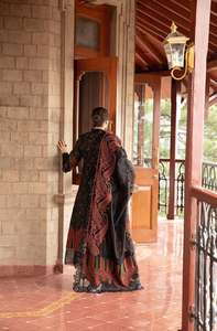 MARIA B  |  LINEN 24 | 04 BLACK & MAROON