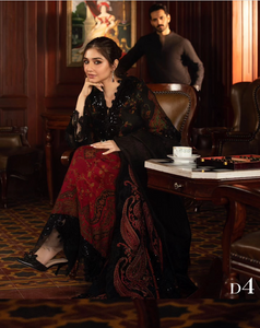 MARIA B  |  LINEN 24 | 04 BLACK & MAROON