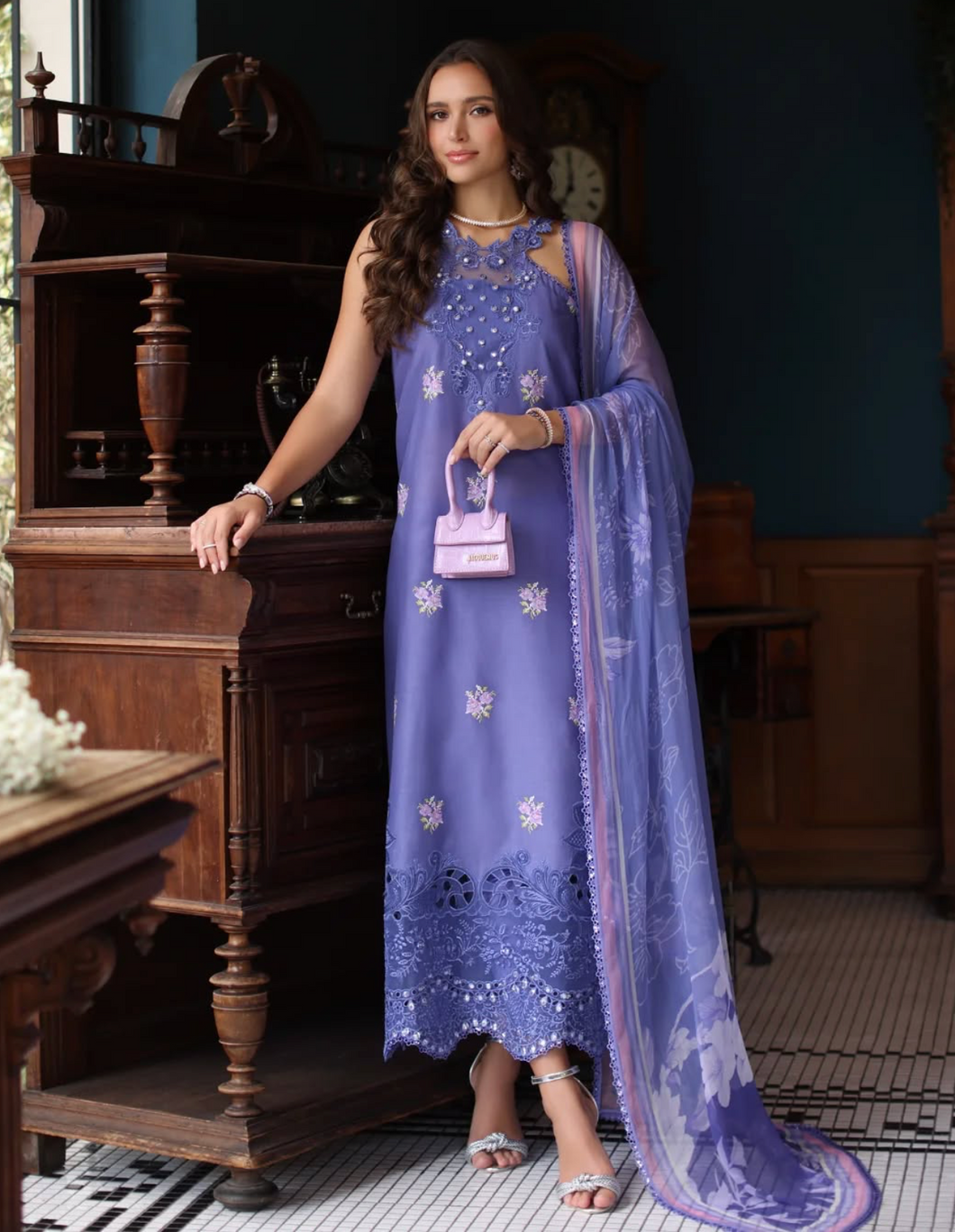NOOR  | LUXURY SCHIFFLI LASERKARI | INDIGO