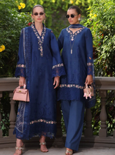 Load image into Gallery viewer, NOOR  | LUXURY SCHIFFLI LASERKARI | ROYAL BLUE