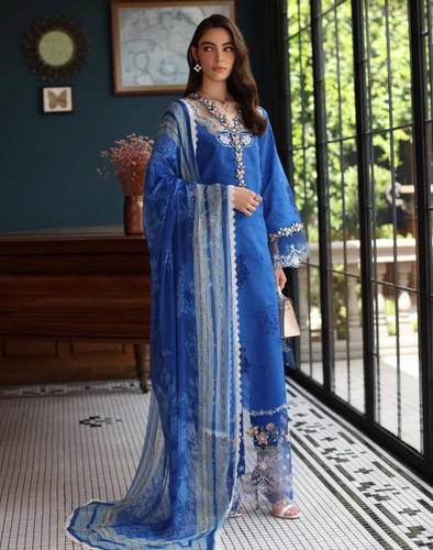 NOOR  | LUXURY SCHIFFLI LASERKARI | INK BLUE