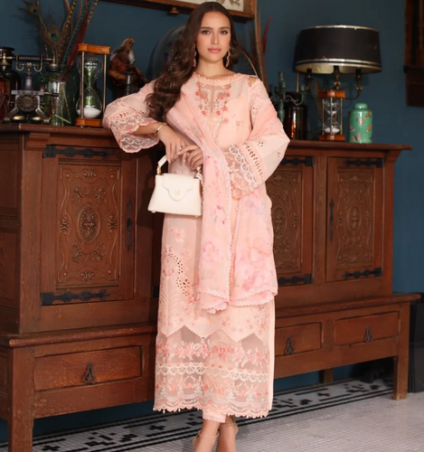 NOOR  | LUXURY SCHIFFLI LASERKARI | PEACH