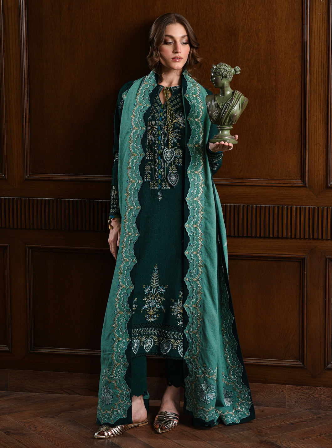 ZAIB | LUXURY KARANDI | EMERALD GREEN