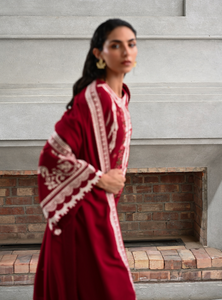 ZAIB | LUXURY KARANDI | DORI DEEP RED