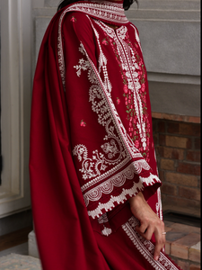 ZAIB | LUXURY KARANDI | DORI DEEP RED