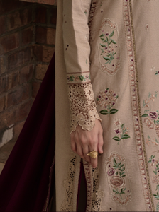 ZAIB | LUXURY KARANDI | BEIGE & BURGUNDY