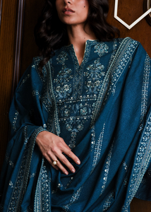 ZAIB | LUXURY KARANDI | TEAL BLUE