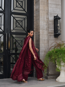 ZAIB | LUXURY KARANDI | BURGUNDY