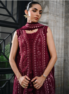 ZAIB | LUXURY KARANDI | BURGUNDY