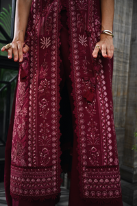 ZAIB | LUXURY KARANDI | BURGUNDY