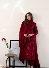 Load image into Gallery viewer, ZAIB |  EID LAWN | MAROON LUXURY EMBROIDERED