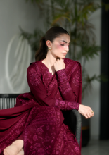 Load image into Gallery viewer, ZAIB |  LUXURY KARANDI | BURGUNDY
